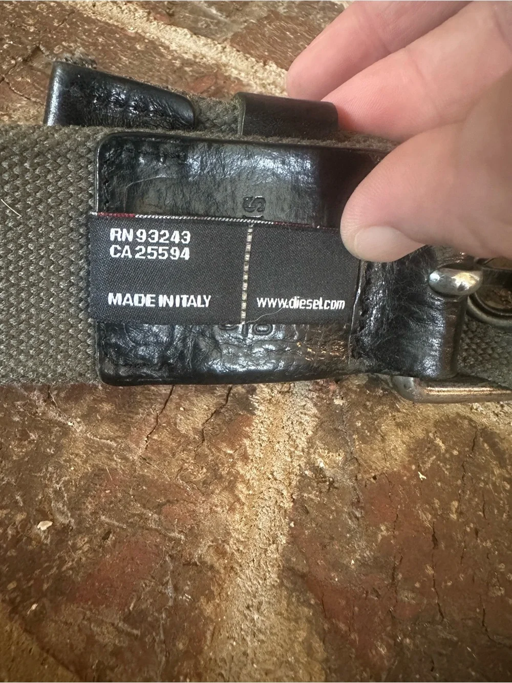 VTG Diesel Canvas Grommet Belt Leather Trim Y2K Utility